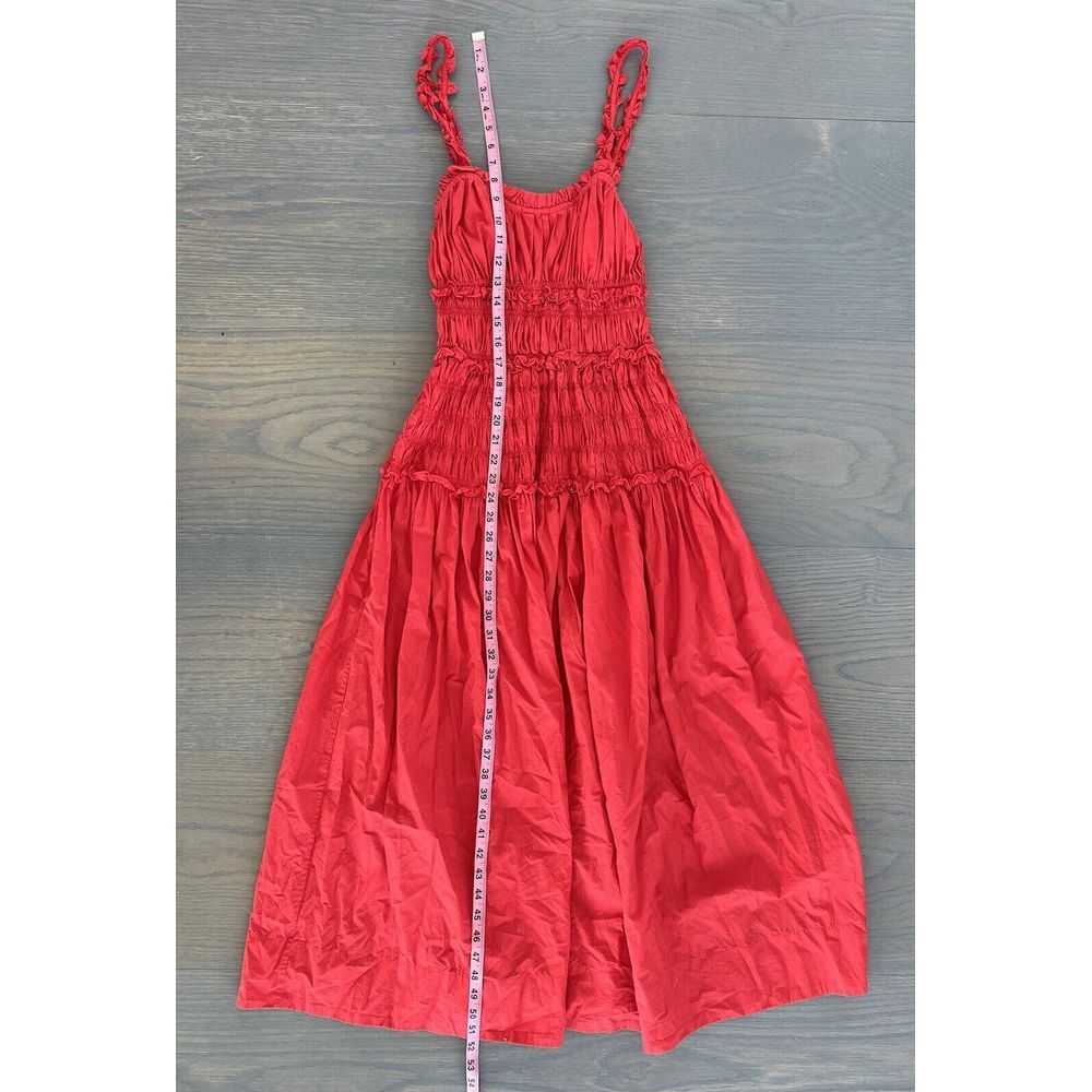 Doen Red Smocked Midi Dress - Picture 8 of 11